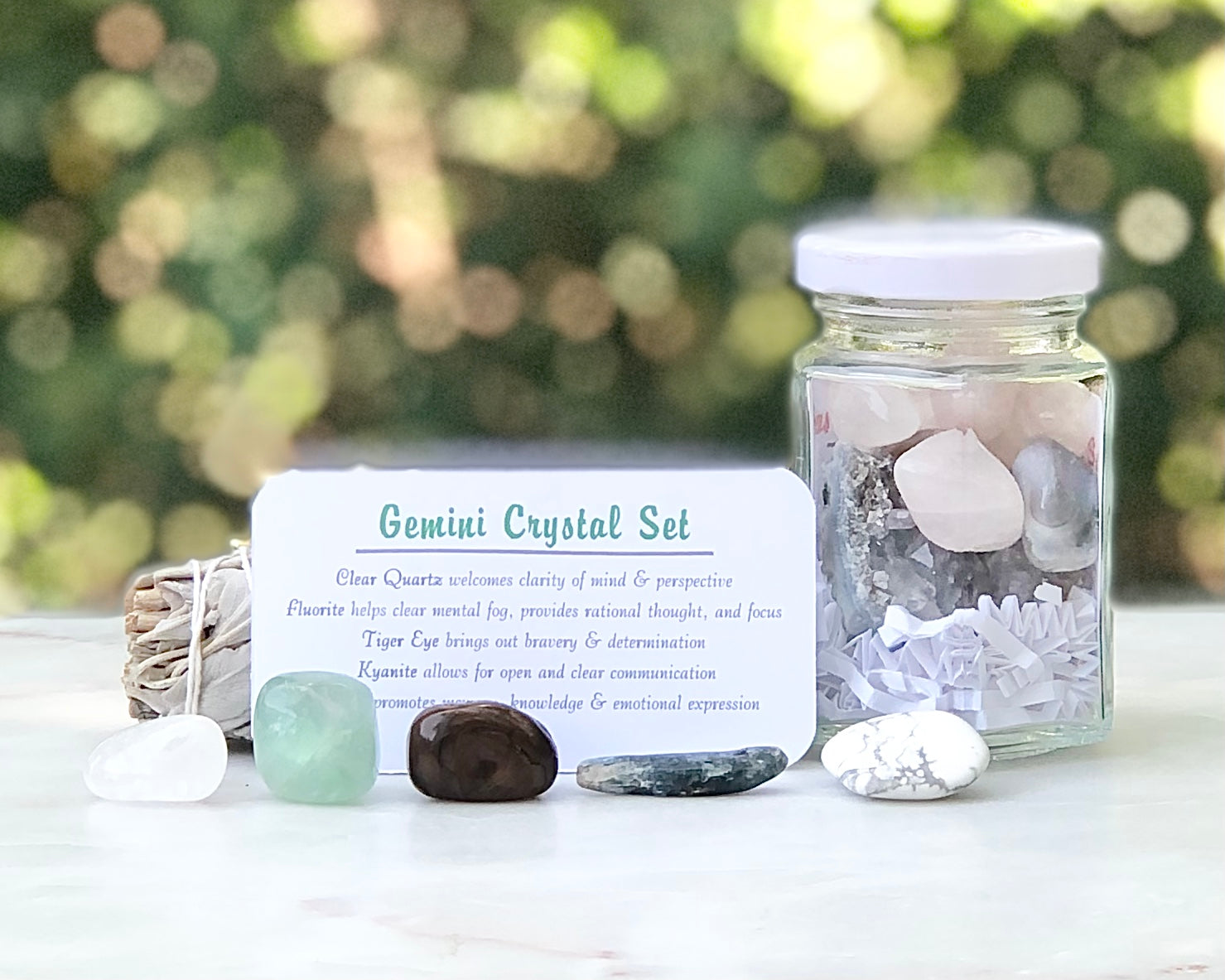 Gemini Zodiac Crystal Jar Set - Mindful Intentions