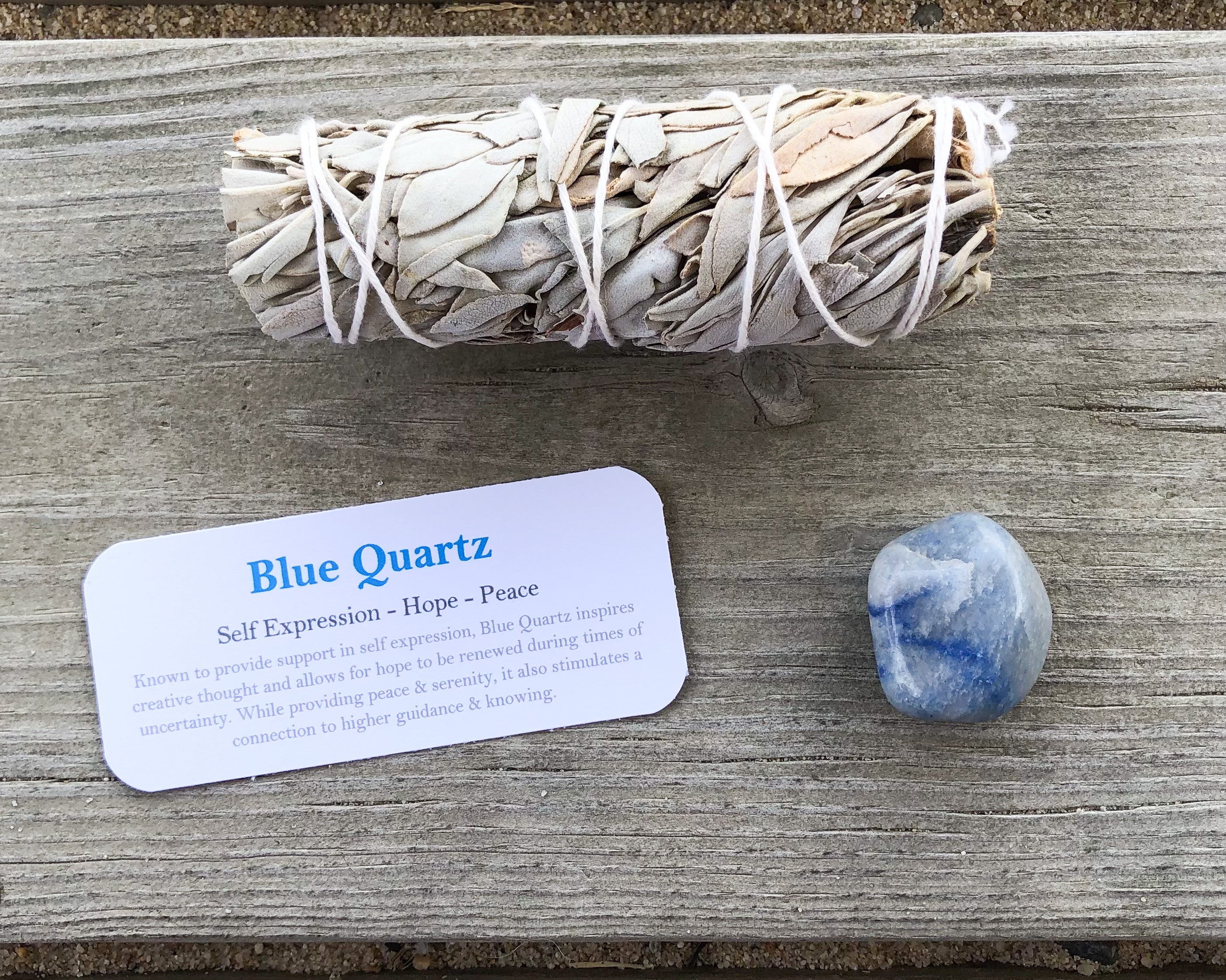 Blue Quartz Tumbled Stones- Stone of Hope, Self Expression & Peace - Mindful Intentions