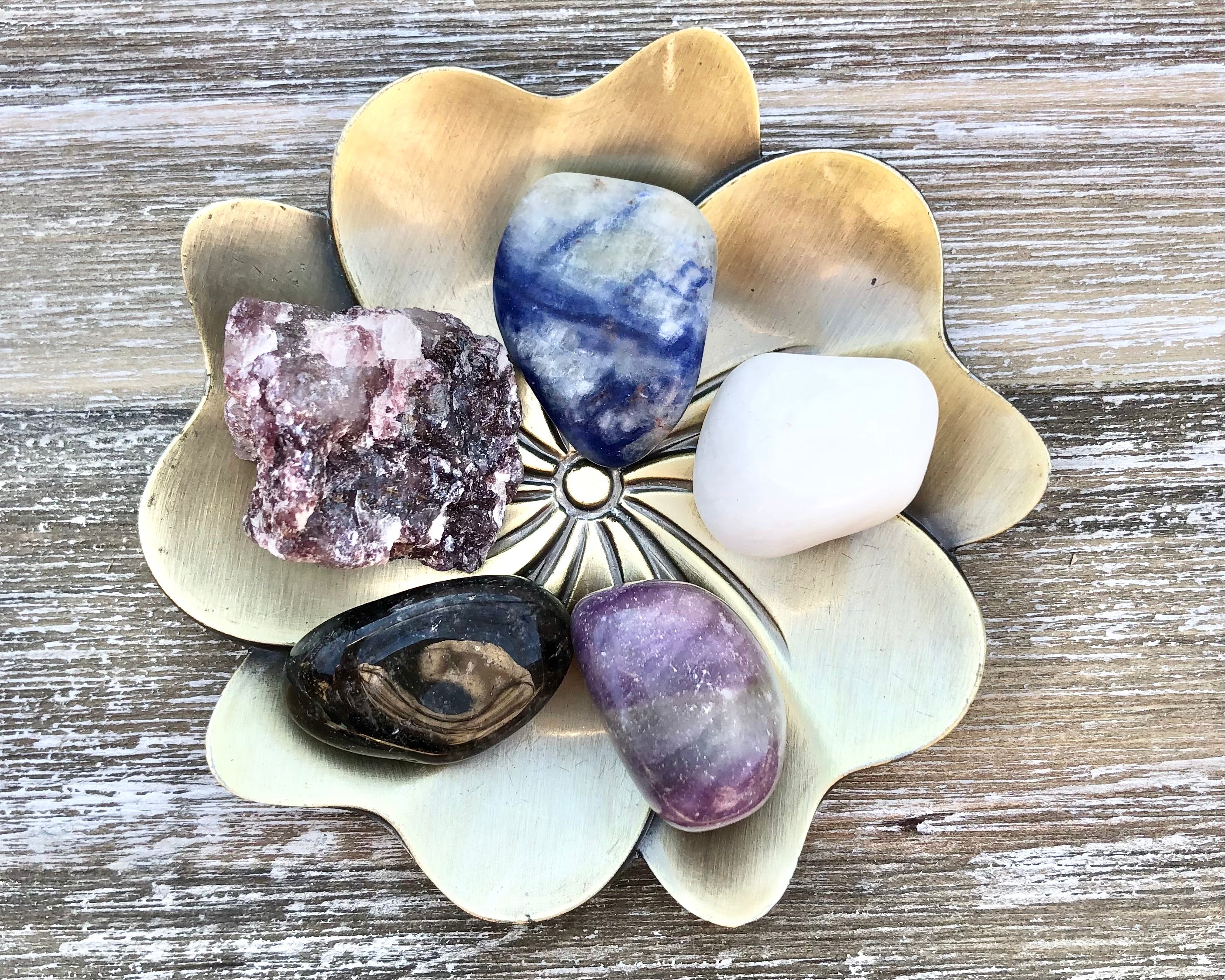 Anxiety & Stress Crystal Set in Jar - Mindful Intentions