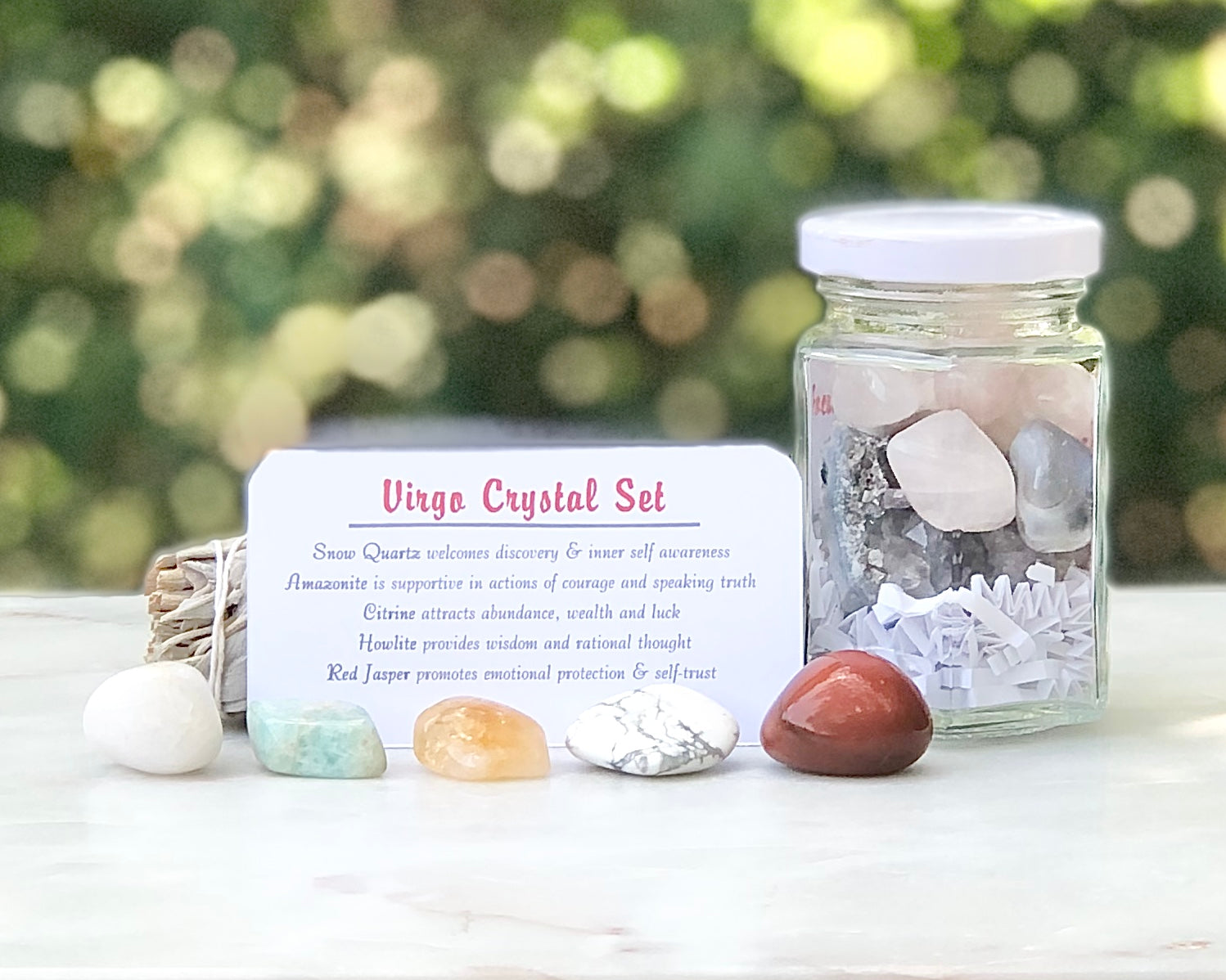 Virgo Zodiac Crystal Jar Set - Mindful Intentions