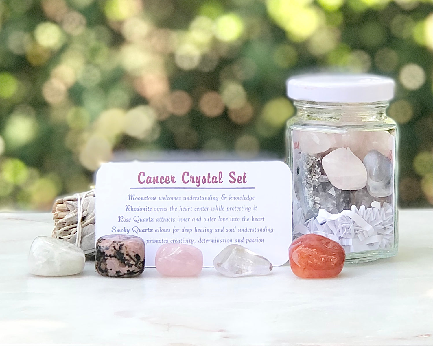 Cancer Zodiac Crystal Jar Set - Mindful Intentions
