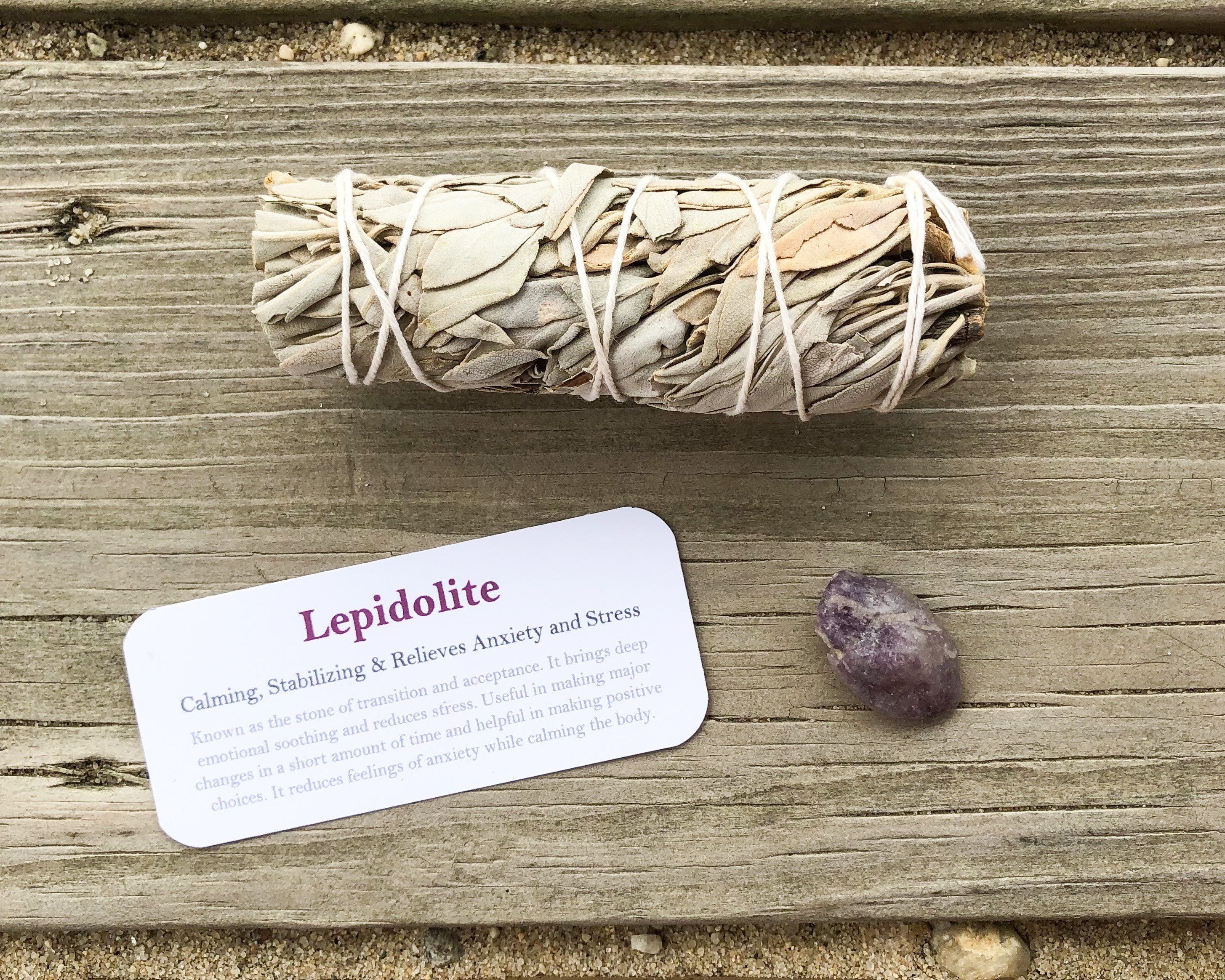 Lepidolite Tumbled Stones with Card- Stone to Relieve Anxiety, Worry and Stress - Mindful Intentions