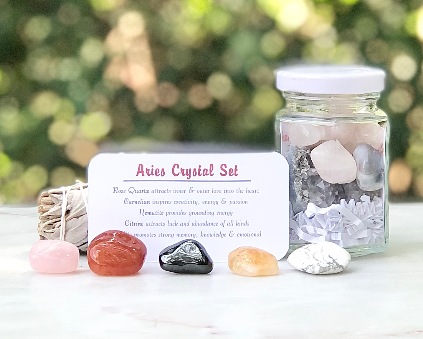 Aries Zodiac Crystal Jar Set - Mindful Intentions