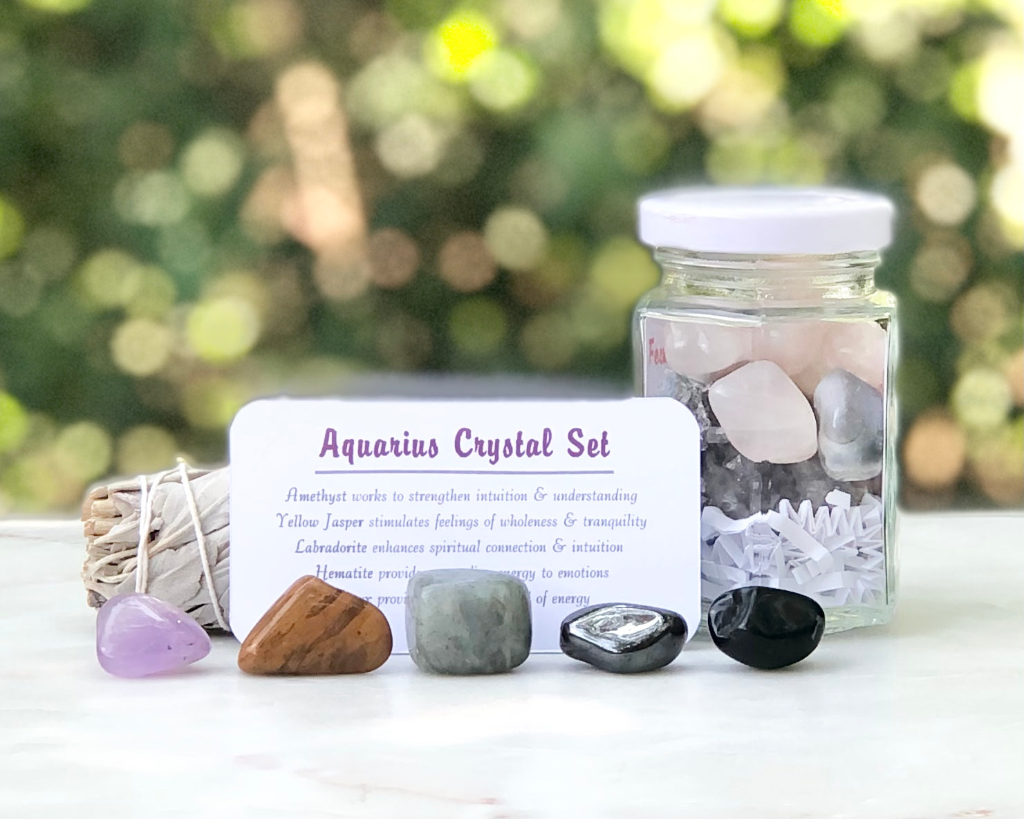 Aquarius Zodiac Crystal Jar Set - Mindful Intentions