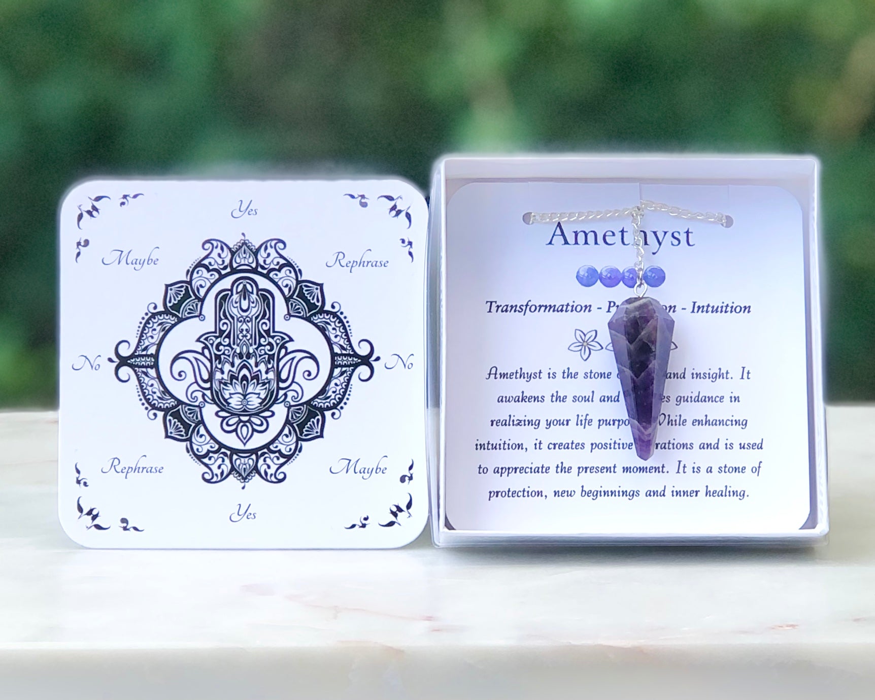 Amethyst Pendulum with Pendulum Board & Instructions - Mindful Intentions