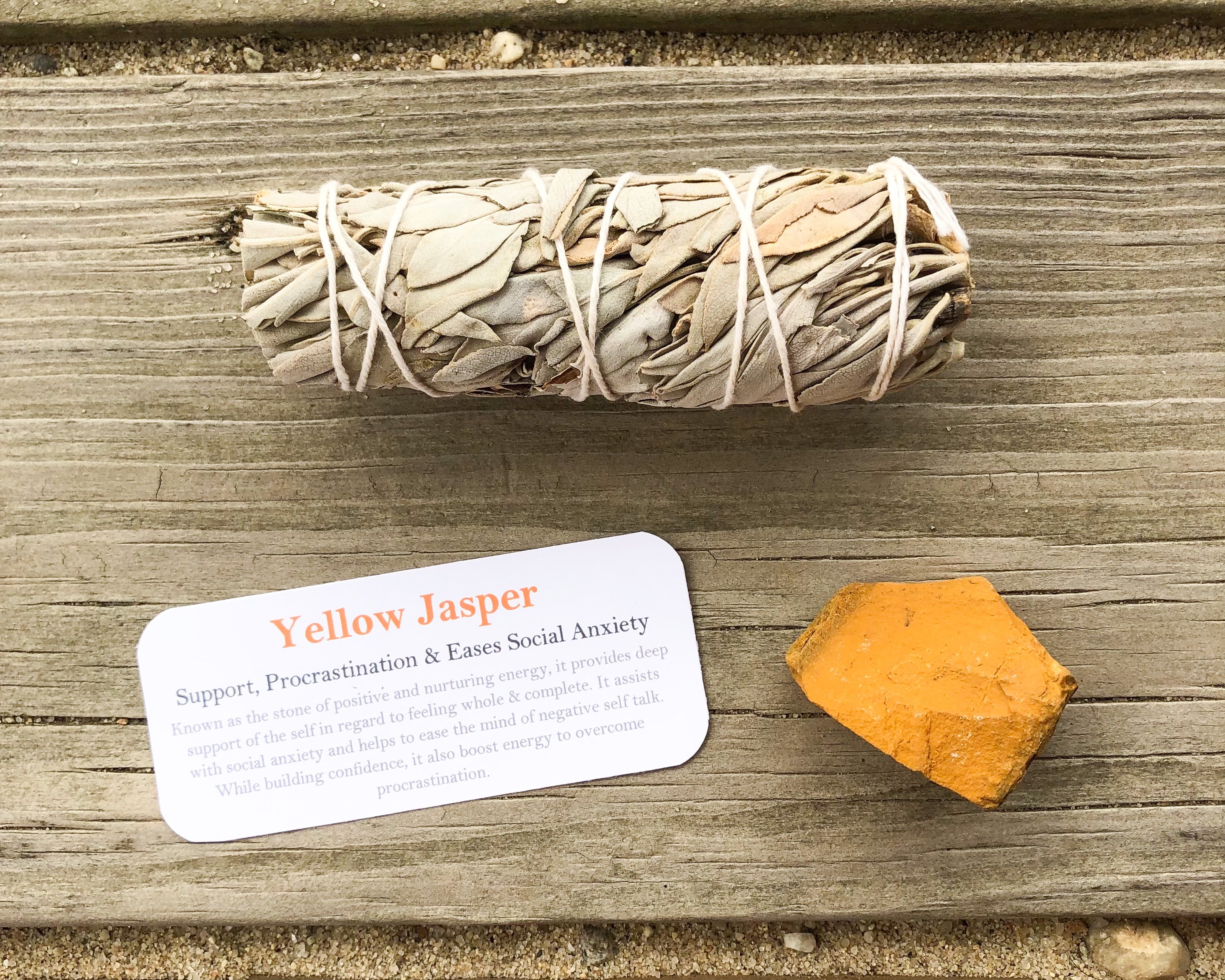 Yellow Jasper Raw Stones with Card- Stone for Support, Procrastination & to Ease Social Anxiety - Mindful Intentions