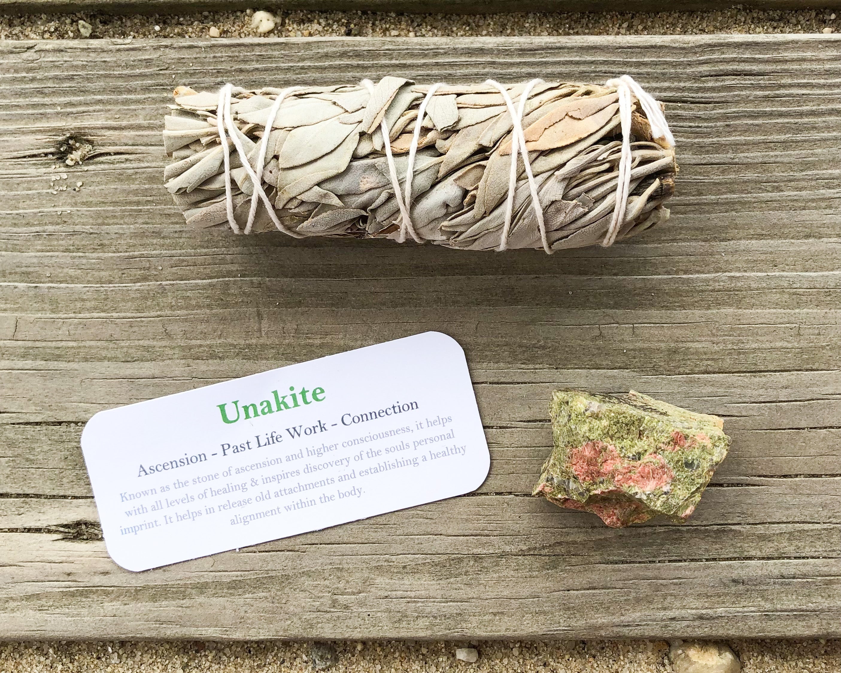 Unakite Raw Stones with Card- Stone of Karmic Exploration & Past Life Work - Mindful Intentions