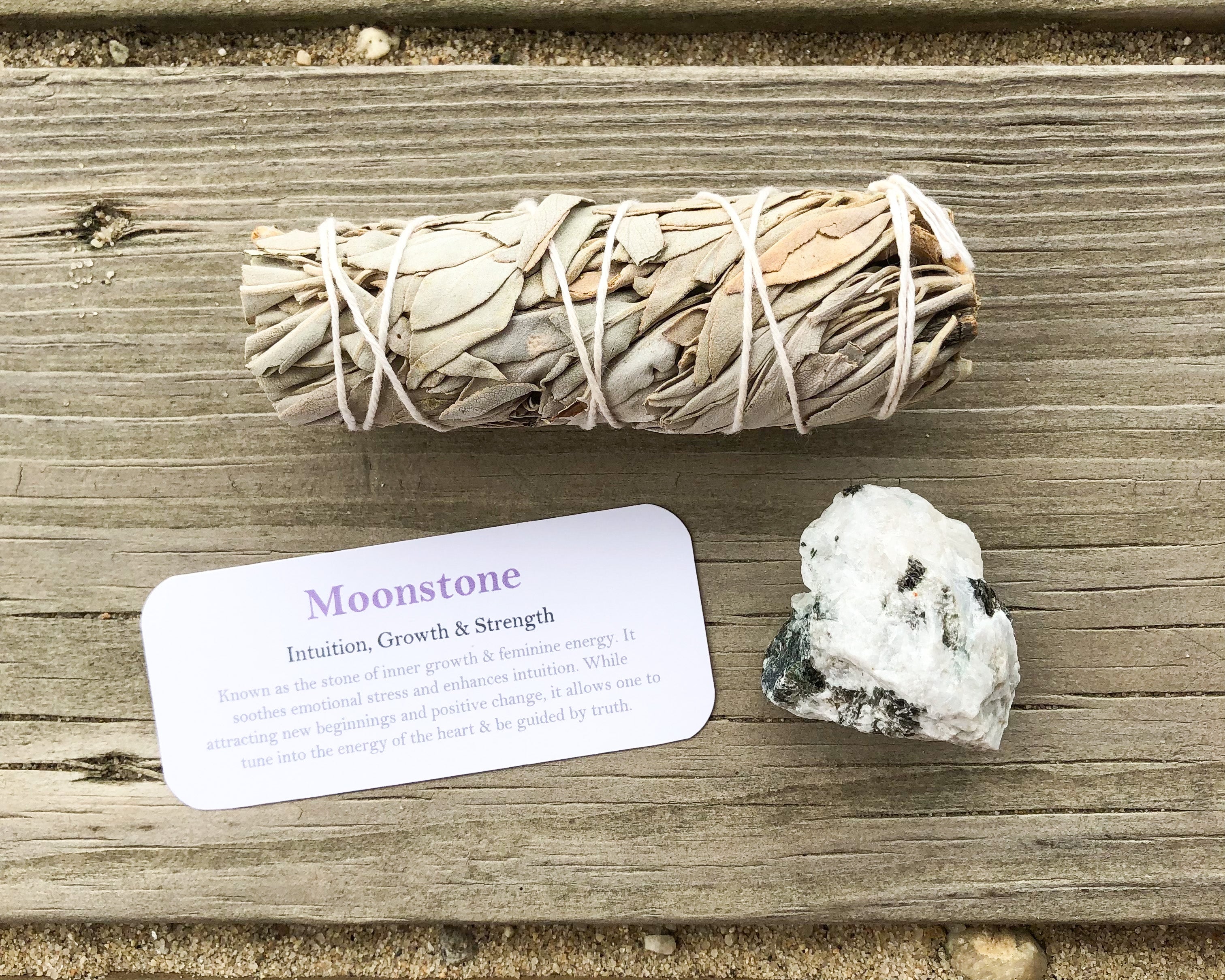 Rainbow Moonstone Raw Stones with Card- Stone of Intuition, Empowerment and New Beginnings - Mindful Intentions